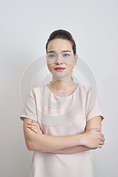 Headshot of cute asian woman professional possibly accountant ar