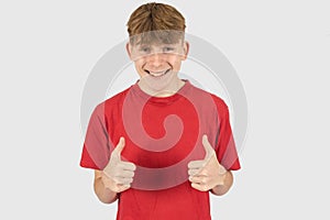 Headshot of a happy teenage boy