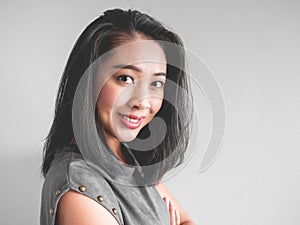 Headshot of happy woman.