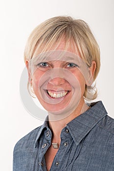 headshot portrait of a beautiful blonde european middle age wome photo