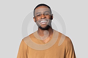 Headshot portrait of black man posing in studio