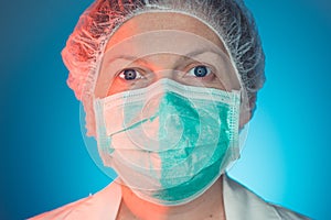 Headshot portrait of female healthcare professional in uniform