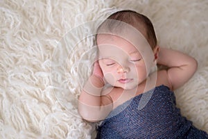 Headshot of a Sleeping Newborn Baby Boy