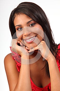 Headshot of stunning young girl beautiful smile