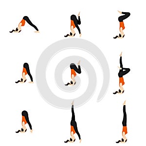 Headstand prep yoga poses set
