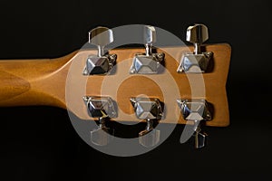 Headstock of acoustic six-string guitar