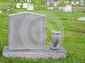 Headstone and vase