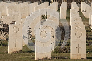 Headstones in Cassino War Cemetery