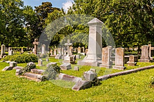 Headstones, Monuments and Crosses in Cemetery