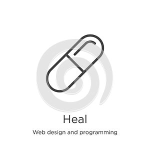 heal icon vector from web design and programming collection. Thin line heal outline icon vector illustration. Outline, thin line