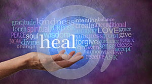 Heal Word Tag Cloud with vivid blue light