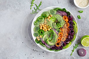 Healhty vegan rainbow lunch bowl