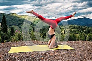 Healhty yoga practice in the mountains