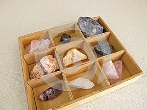 Healing crystals in box