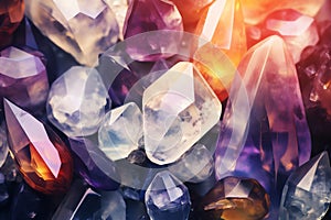 Healing crystals and gemstones self care background