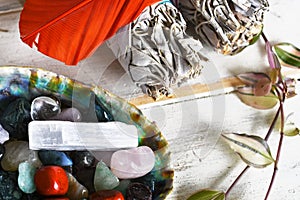 Healing Crystals and White Sage Bundles