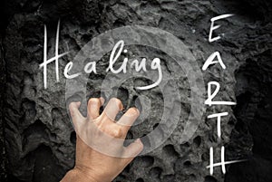 Healing Earth Handwriting Motto On A photo