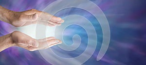 Healing hands and blue energy website banner