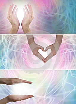 Healing hands and Light x 3 website banners photo