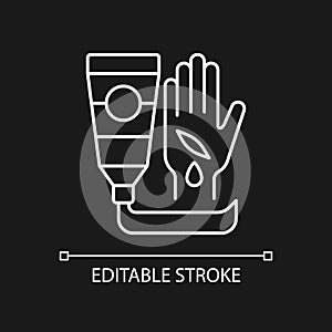 Healing ointment for cuts white linear icon for dark theme