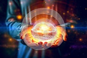 Healing Reiki Energy. Transformative power of healing Reiki energy, emanating from hands. Ai generated