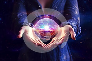 Healing Reiki Energy. Transformative power of healing Reiki energy, emanating from hands. Ai generated