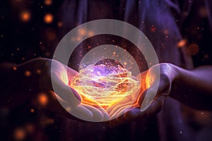 Healing Reiki Energy. Transformative power of healing Reiki energy, emanating from hands. Ai generated