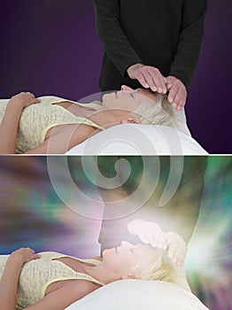 Healing session showing ethereal energy field