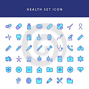 Healt icon set filled outline set photo