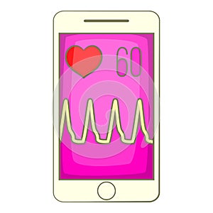 Health app on a smartphone icon, cartoon style