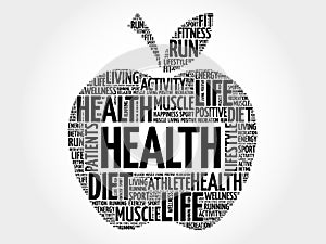 Health apple word cloud