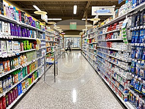 Health and beauty aisle of a Publix grocery store ready to be purchased by consumers