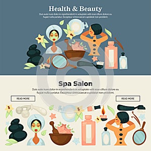 Health and beauty prosedures at spa salon promo banner