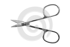 Health and Beauty - Top view opened Manicure scissors isolated