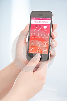 Health book app is scanning heartbeat cardiogram