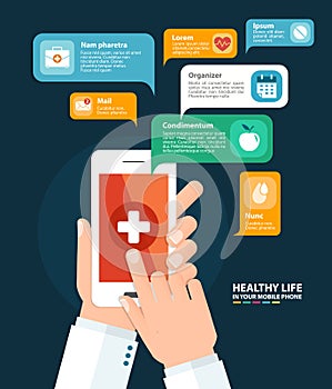 Health care app. Vector illustration photo