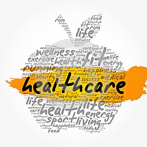 Health care apple word cloud collage