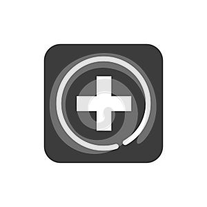 Health-care black glyph icon. Medical help. Pictogram for web page, mobile app, promo. UI UX GUI design element. Editable stroke