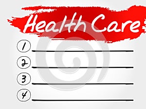 Health care blank list