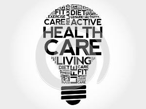 Health care bulb word cloud