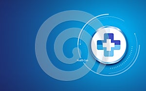 Health care clean design background with medical cross hospital clinic doctor symbol circle button