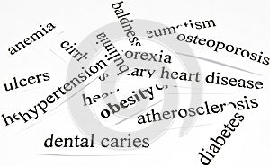 Health care concept of diseases caused by unhealthy nutrition