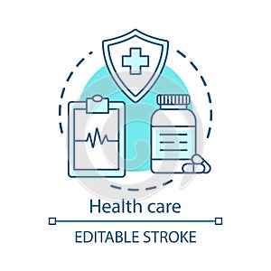 Health care concept icon. Healthcare, medicine. Therapeutic services. Medical insurance, examination, treatment idea