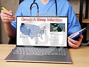 Health care concept meaning Group A Strep Infection  with sign on the sheet