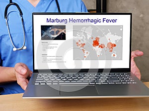 Health care concept meaning Marburg Hemorrhagic Fever  with phrase on the sheet