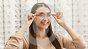 Portrait of beautiful young woman wearing spectacles