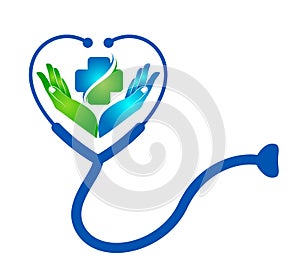 Health Care Corporate Logo, Stethoscope Medical Healthcare Logo Design Vector.