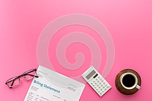 Health care costs and medical billing statement.