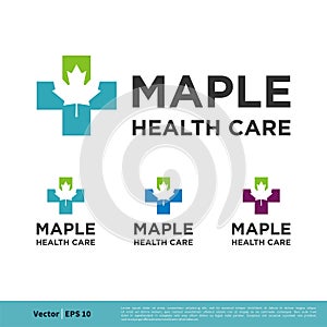 Health Care Cross Maple Leaf Icon Vector Logo Template Illustration Design. Vector EPS 10