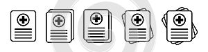 Health care diagnosis vector icon. Medical forms, medical certificate icon.